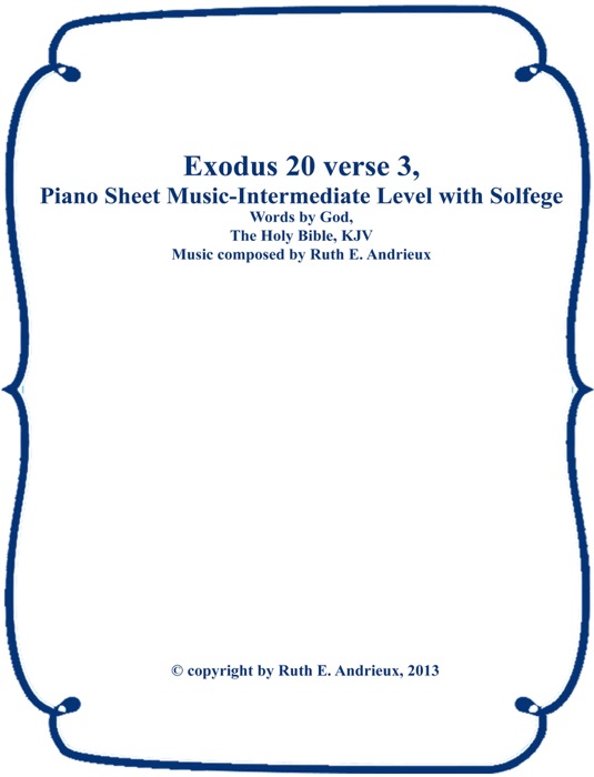 Exodus 20 verse 3, Piano Sheet Music-Intermediate Level with Solfege