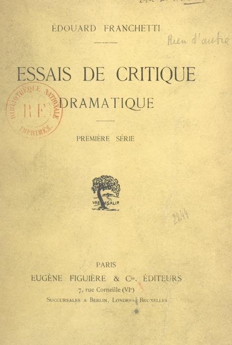 Essais de critique dramatique