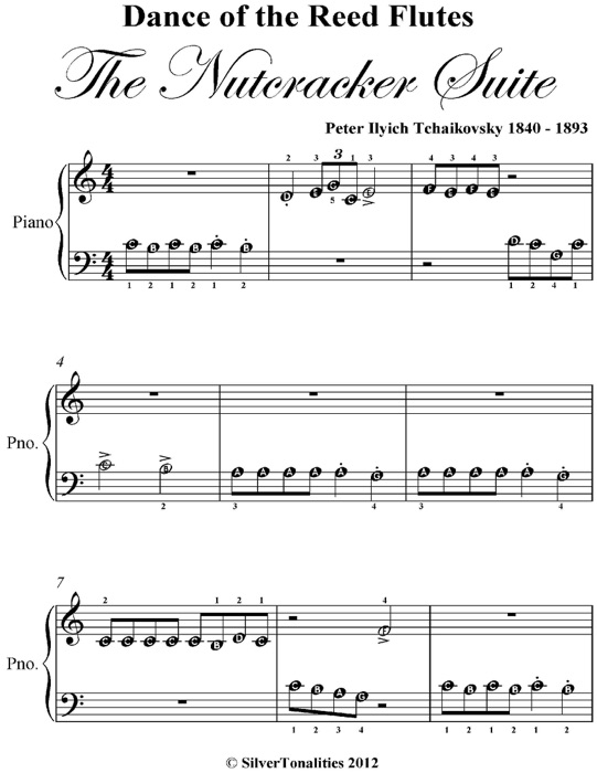 Dance of the Reed Flutes Nutcracker Suite Beginner Piano Sheet Music