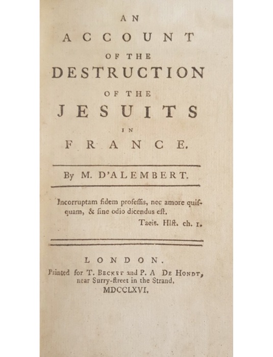 An Account of the Destruction of the Jesuits in France