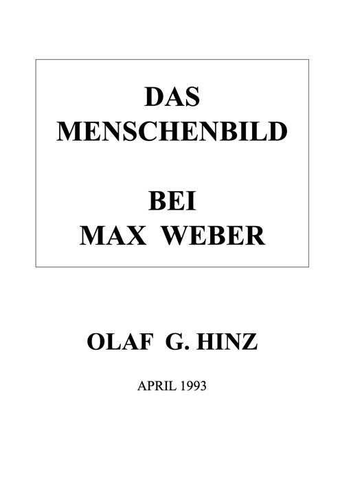 Das Menschenbild bei Max Weber