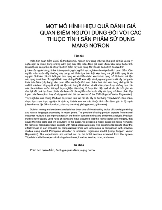 MỘT MÔ HÌNH HIỆU QUẢ ĐÁNH GIÁ QUAN ĐIỂM