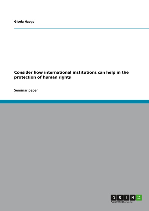 Consider How International Institutions Can Help in the Protection of Human Rights