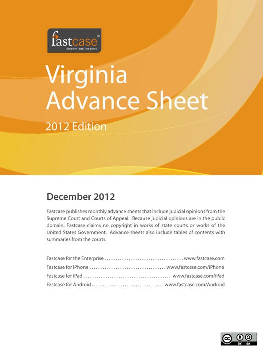 Virginia Advance Sheet December 2012