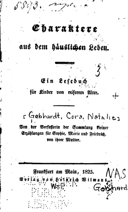 Charaktere aus dem häuslichen Leben, Ein Lesebuch für Kinder von reiferem Alter