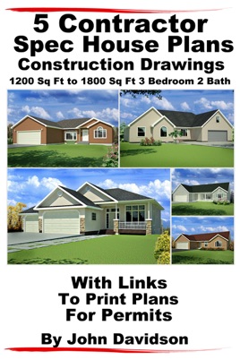 5 Contractor Spec House Plans Blueprints Construction Drawings 1200 Sq Ft To 1800 Sq Ft 3 Bedroom 2 Bath