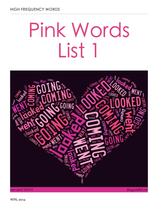 Pink Words List 1