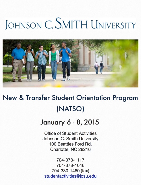 Johnson C. Smith University: New & Transfer Student Orientation Program