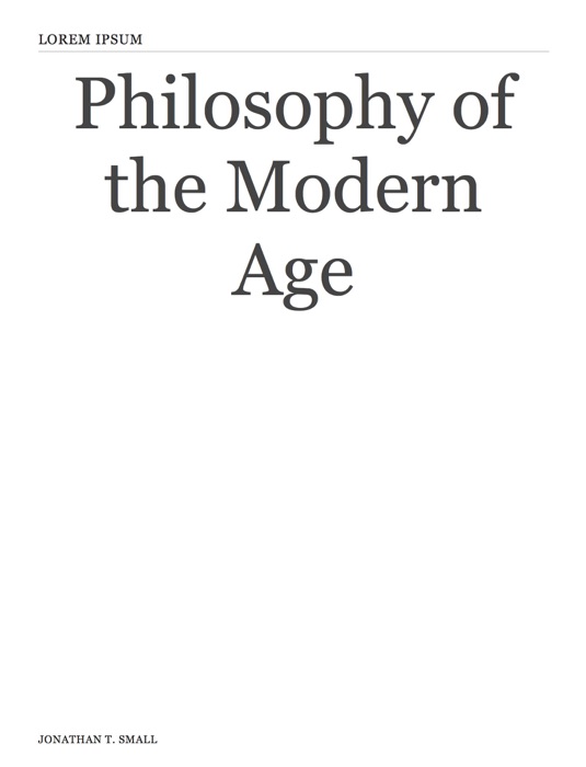 Philosophy of the Modern Age