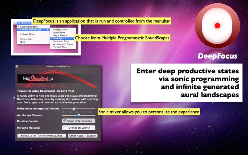 Screenshot #1 pour DeepFocus - Aural Productivity and Concentratio...