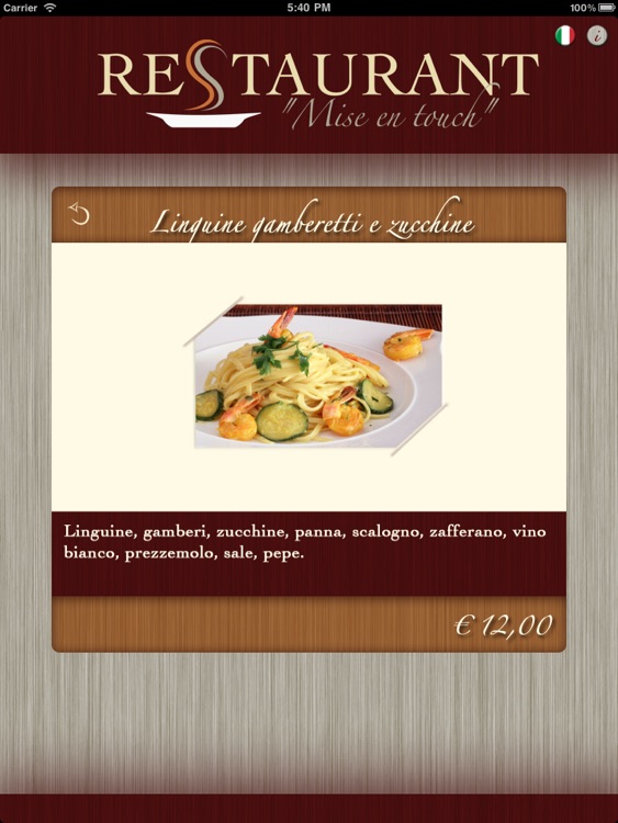 Mise En Touch Preview - Menu Ristorante