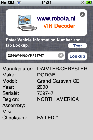 VIN Decoder screenshot 2