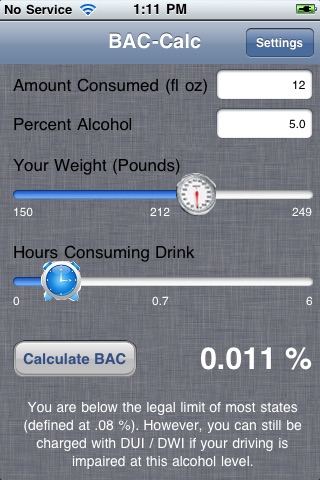 BAC-Calc screenshot
