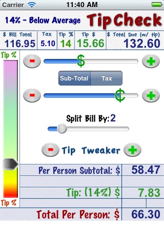 Tip Check Free - Tip Calculator & Bill Splitter screenshot 3