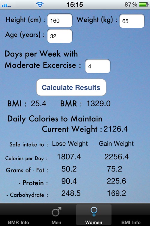 Calorie Intake Calculator By Wooksoft