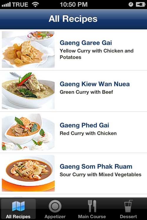 Thai Cooking Menu