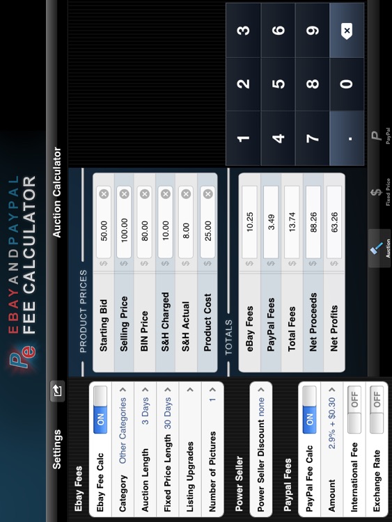 Fee Calculator HD for Ebay & PayPal