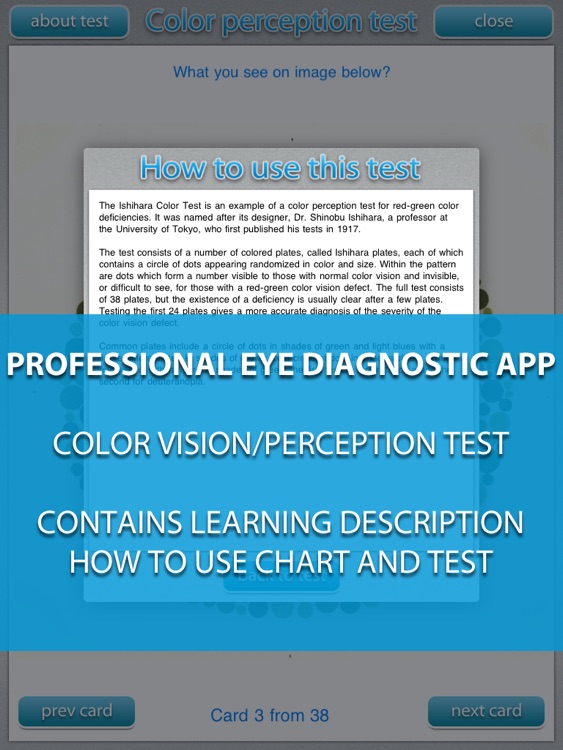 Color vision test HD - Medical eye Diagnostic chart and test