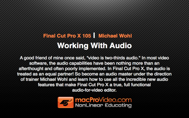 Course For Final Cut Pro X 105 - Working With Audio(圖1)-速報App