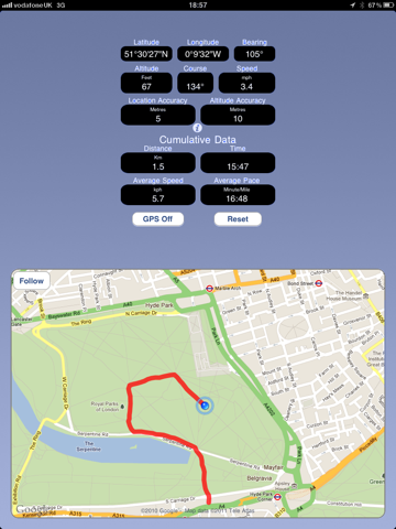 Cycling GPS screenshot