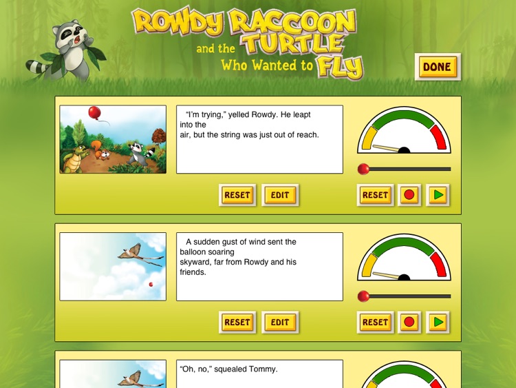 Rowdy Raccoon and the Turtle Who Wanted to Fly is an interactive story book for kids that brings to light that every person is unique and important; written by Donna C. Braymer,  illustrated by Shachi Kale (iPad Lite Version; by Auryn Apps) screenshot-3