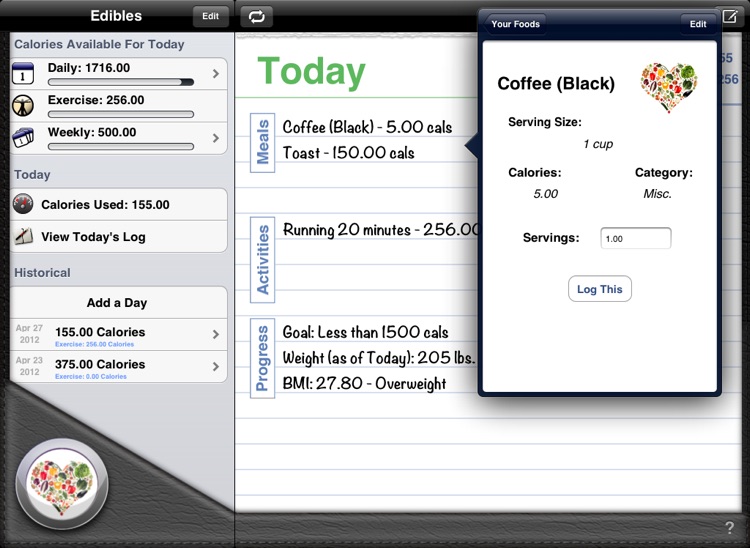 Edibles ~ Diet Journal for iPad screenshot-3