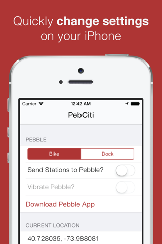 PebCiti - CItiBike Stations on Your Pebble screenshot 2