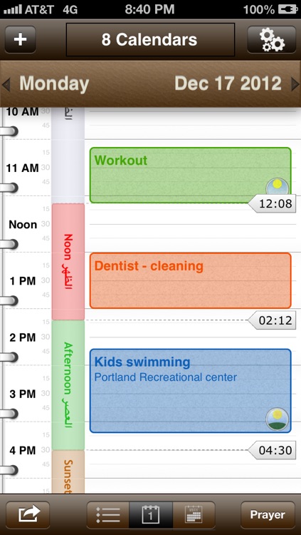 Guided Calendar ~ prayer times integrated in your calendar with Hijri date