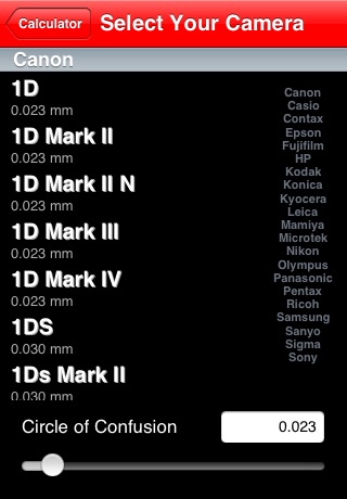 DoF Calc screenshot 3