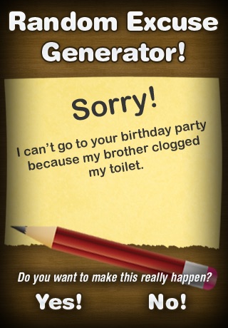 Random Excuse Generator screenshot 2