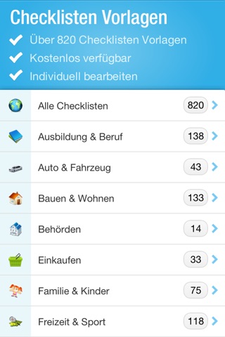 4checkers, die Checklisten App für To-Do Listen mit Vorlagen screenshot 2