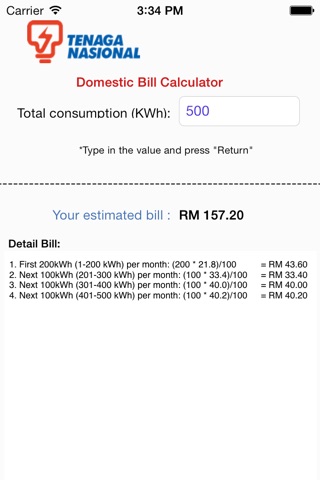 Possimo TNBTariffCalculator screenshot 3