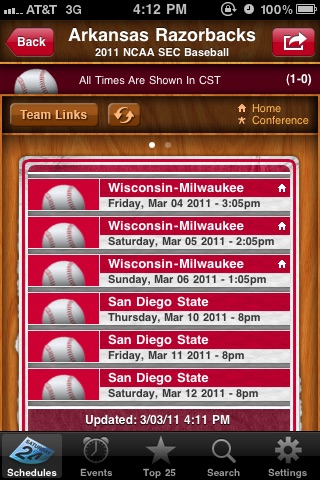 My Pocket Schedules Lite - Youth, College, Pro Teams screenshot 4