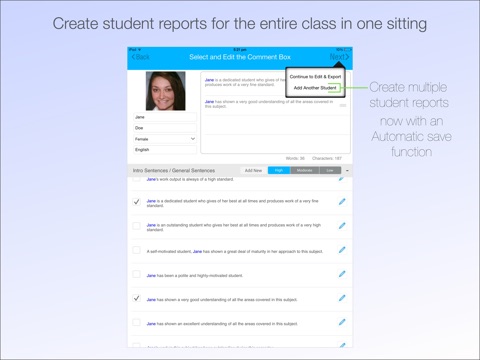 Student Report Comment Writer – Create Individualised Comments Quick and Easy! Customise with Select, Edit and Add Functions screenshot 2