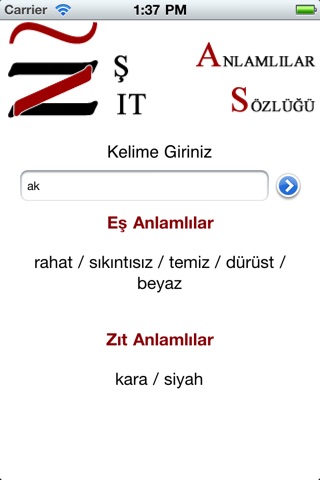 Türkçe Eş-Zıt Anlamlılar Sözlüğü screenshot 3