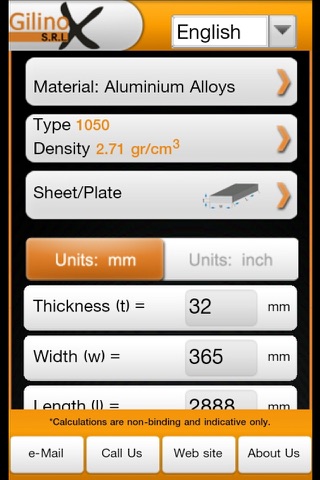Gilinox Metal Weight Calculator screenshot 2