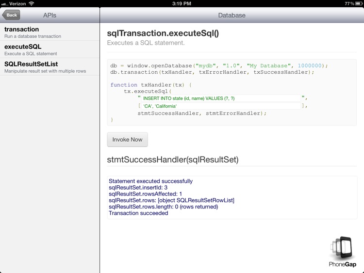 PhoneGap API Explorer