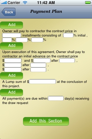 Screenshot of iQuick Contract Maker