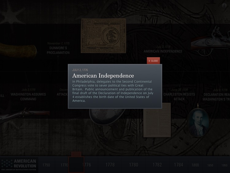 American Revolution Interactive Timeline for iPad