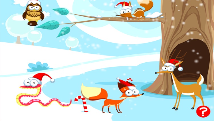 Merry Christmas! Game for children age 2-5 with puzzles, exercises and games. Play with the animals of the forest in winter