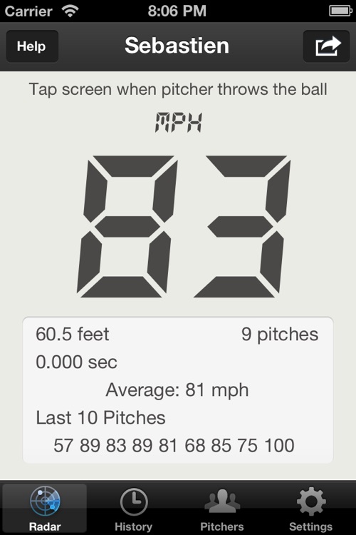 Baseball Pitch Radar Gun