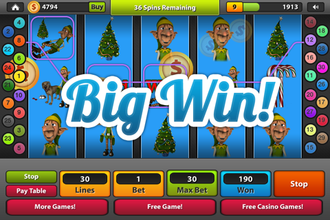 Santa Slot Christmas FREE – Spin the Holiday Candy Cane Bonus Casino Wheel , Big Win Jackpot Blitz screenshot 3