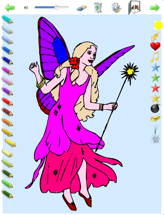 Coloring Book for Girls for iPad with colored pencils - 36 drawings to color with princesses, fairies, horses and more - HD screenshot-3