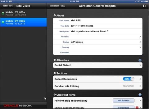 Oracle Health Sciences Mobile CRA screenshot 3