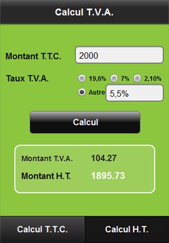 Calcul T.V.A. screenshot 2