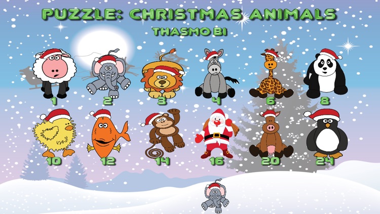 Puzzle: Christmas animals for toddlers