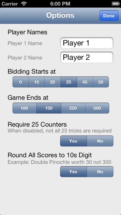Pinochle Score Card