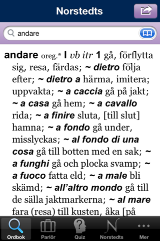 Norstedts stora italienska ordbok screenshot 2