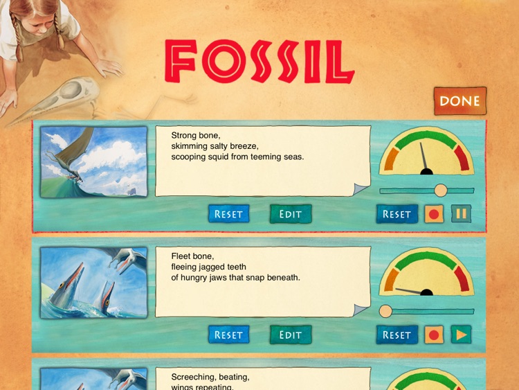 Fossil is an interactive story for curious kids and budding scientists which talks about stones that once were dinosaur bones. An archaeological narrative by Claire Ewart. (iPad Lite Version, by Auryn Apps) screenshot-3