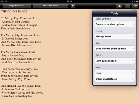 Blake: Complete poems for iPad screenshot 3